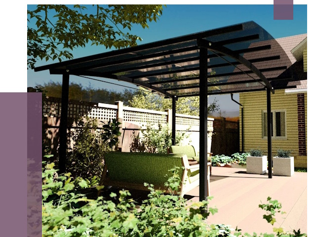 Навесы для террасы в Ревде от 13488 руб. под ключ | ПРОЛЁТ-Рвд