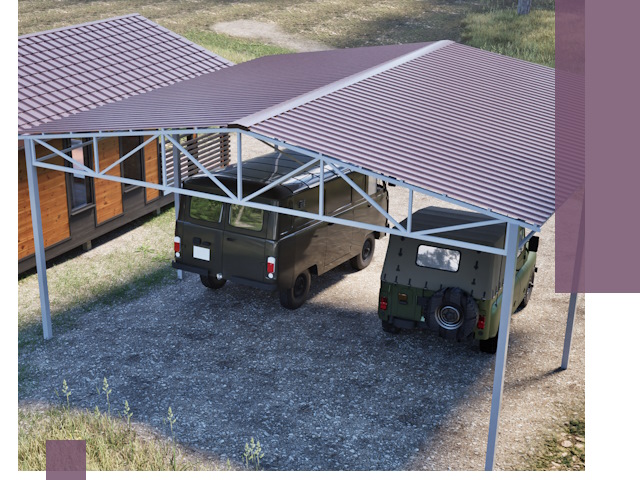 Двускатные навесы под ключ в Ревде — изготовление и монтаж